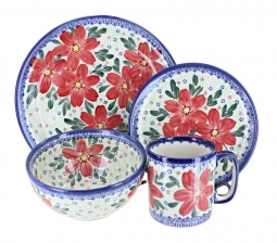 Poinsettia 4 Piece Place Setting - Service for 1