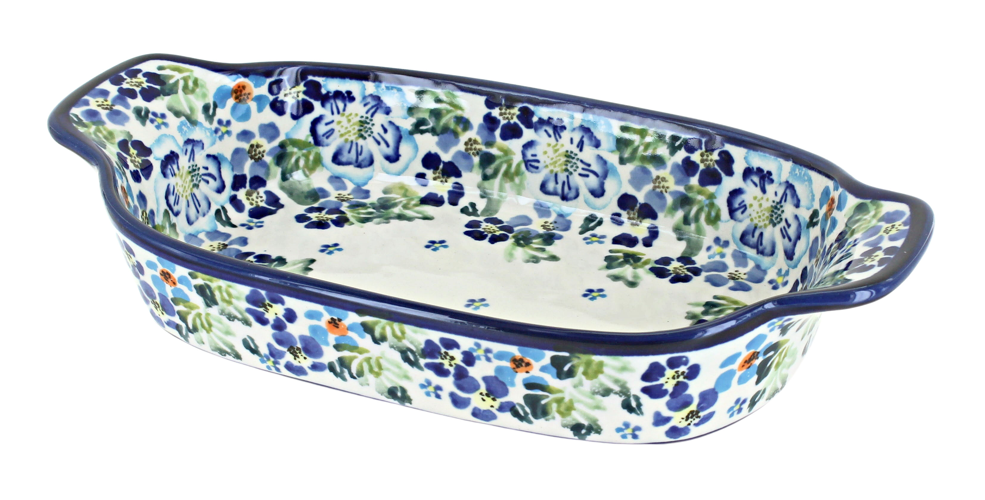 Blue Rose Polish Pottery | Vintage Violet Rectangular Serving Dish