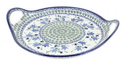 Blue Tulip Round Serving Tray with Handles