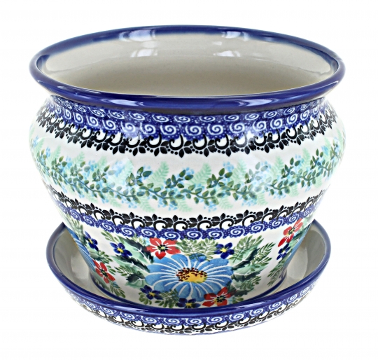 Blue Rose Polish Pottery  Jungle Flower Large Mixing Bowl