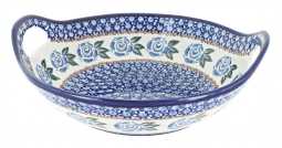 Roses are Blue Deep Bowl with Handles