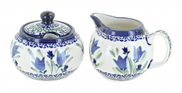 Blue Tulip Cream & Sugar Set