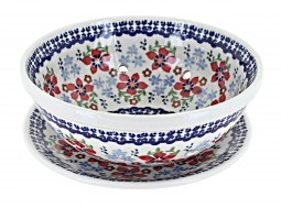 Red Poppy Berry Bowl With Plate