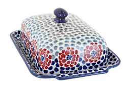 Red Dahlia Large Butter Dish