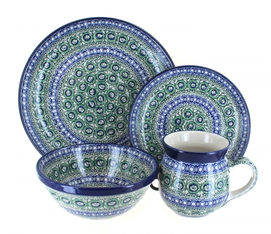 Large Pottery Coffee Mug 16 oz - Ceramic Tea Cup - Soup Mug with Handle - 1 Pcs (Green to Blue)