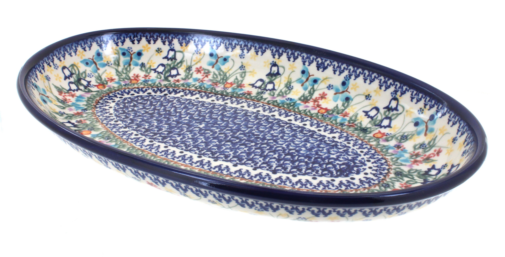 Blue Rose Polish Pottery | Garden of Eden Oval Platter