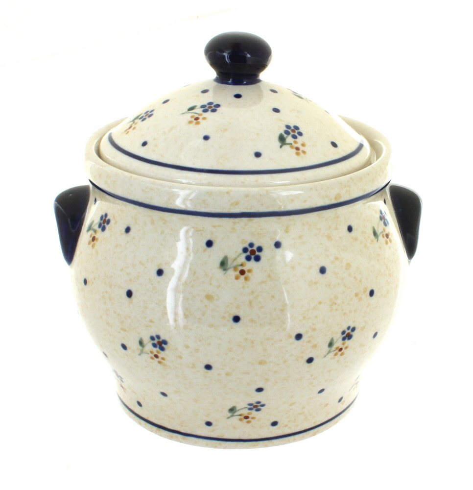 Blue Rose Polish Pottery | Country Meadow Medium Canister