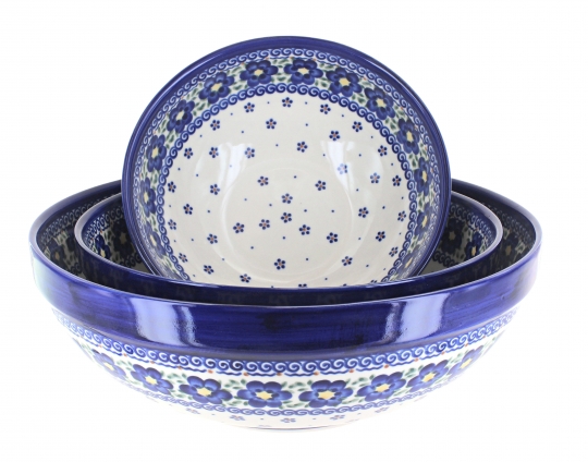 Blue Rose Polish Pottery  Spring Blossom Muffin Pan