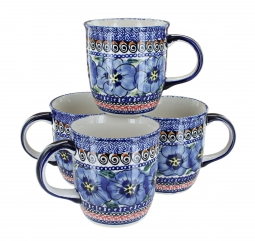 Blue Art 4 Piece Mug Set