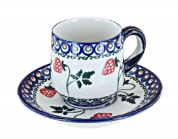 Polish Pottery Espresso Cup - 5 oz. - White Poppy 328-2222a