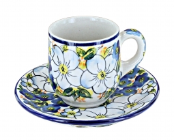 Polish Pottery Espresso Cup - 5 oz. - White Poppy 328-2222a