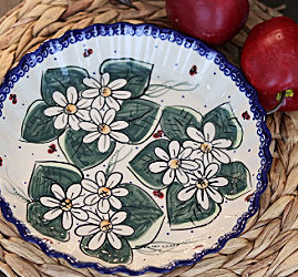 Blue Rose Polish Pottery  Georgia Blue Ring Cake Pan