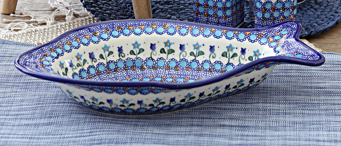 Blue Rose Polish Pottery Blue Violet Measuring Cup Set