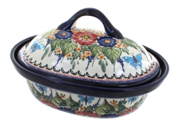 Floral Butterfly Roaster with Lid