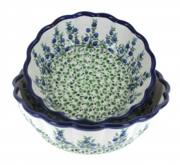 Porcelain Vine Scallop Serving Bowl Set