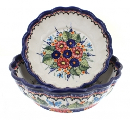 Floral Butterfly Scallop Serving Bowl Set