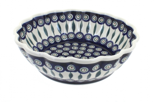 Blue Rose Polish Pottery  Flowering Peacock Large Mixing Bowl