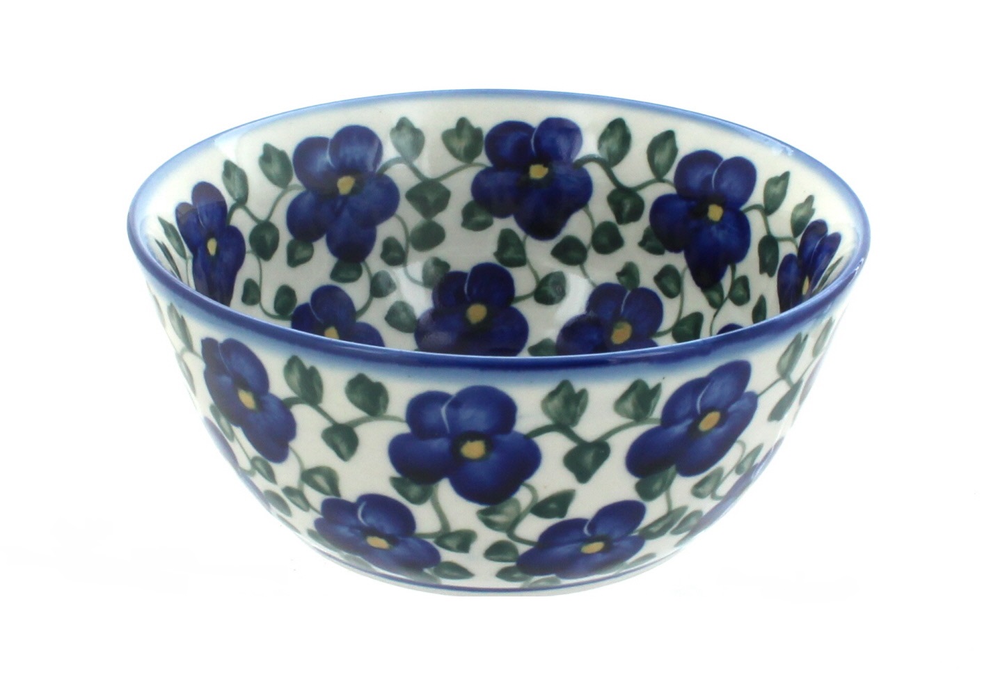 Blue Rose Polish Pottery | Violets Cereal/Soup Bowl