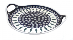 Peacock Round Serving Tray with Handles