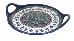 Mosaic Flower Round Tray with Handles