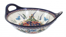 Floral Butterfly Deep Bowl with Handles