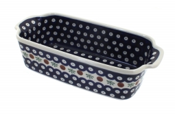 Polish Pottery Loaf Pan 8 8 Blue Wildflower Meadow Theme UNIKAT —  PolishPotteryOnline