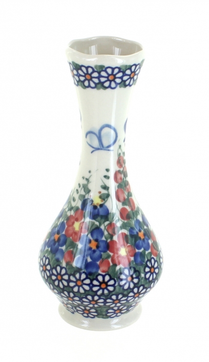 Blue Rose Polish Pottery Garden Butterfly Small Bud Vase