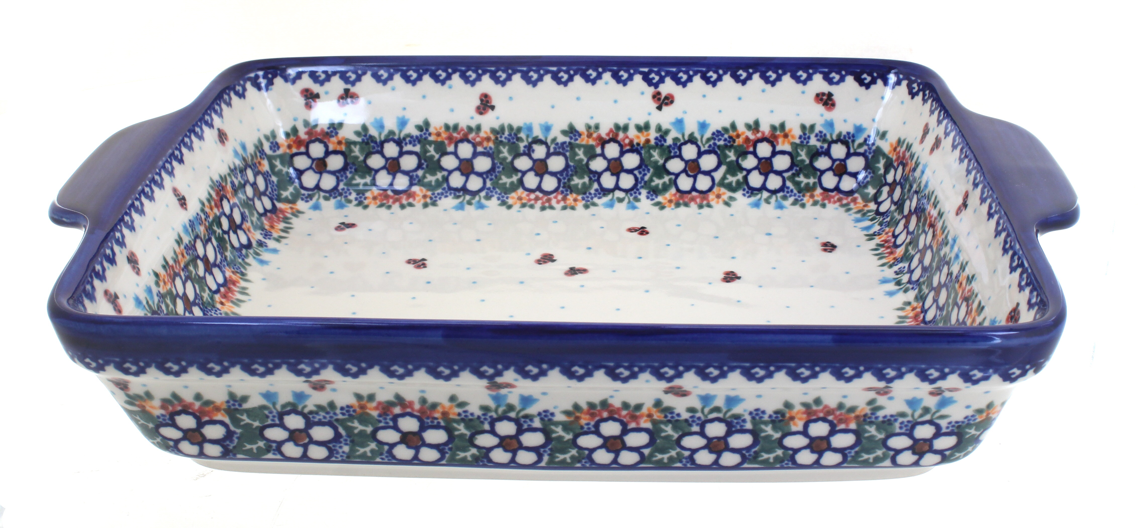 Blue Rose Polish Pottery | Scarlett Baker with Handles