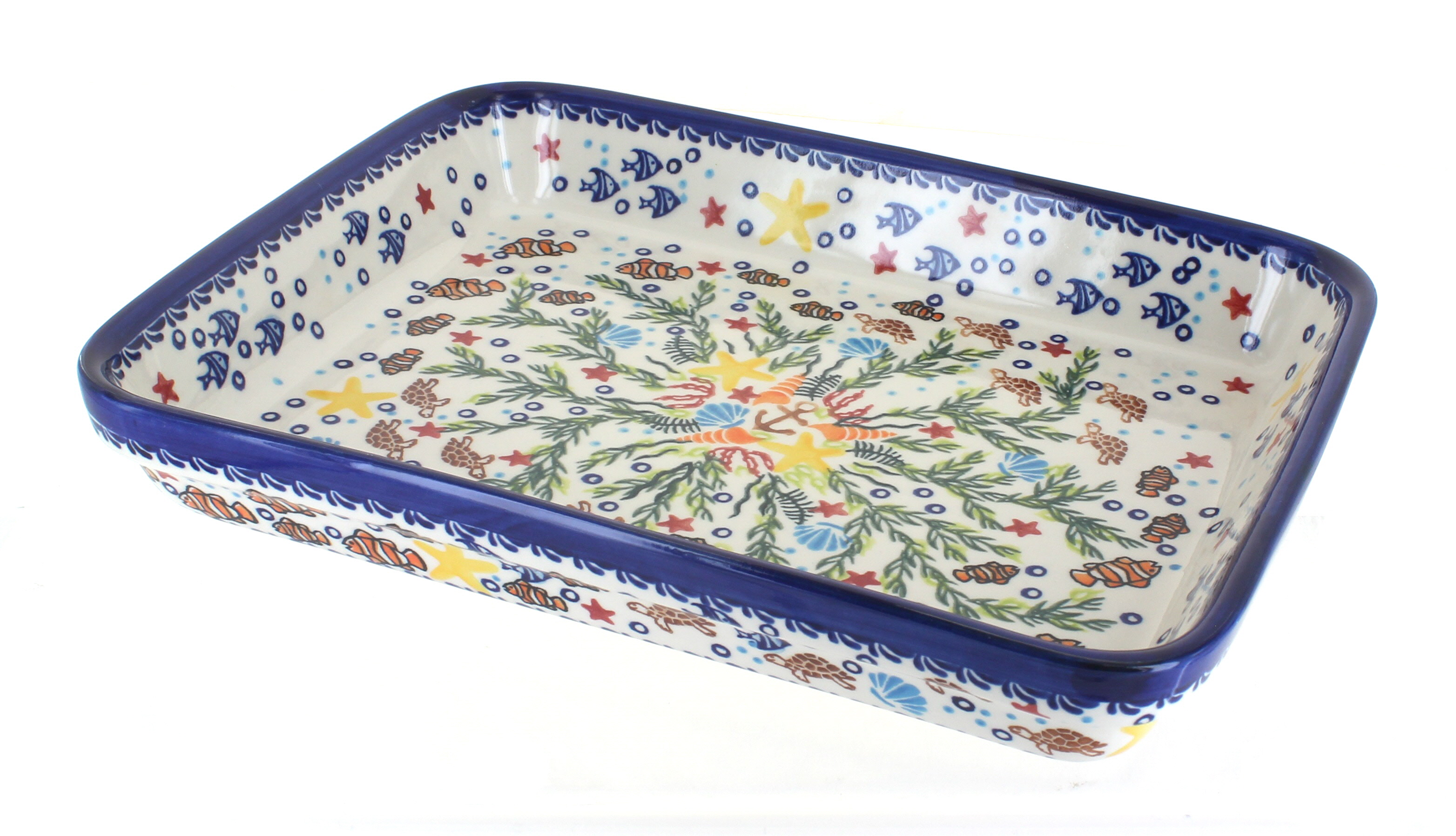 Blue Rose Polish Pottery | Atlantis Large Rectangular Baker