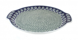 Peacock Swirl Round Serving Tray with Handles