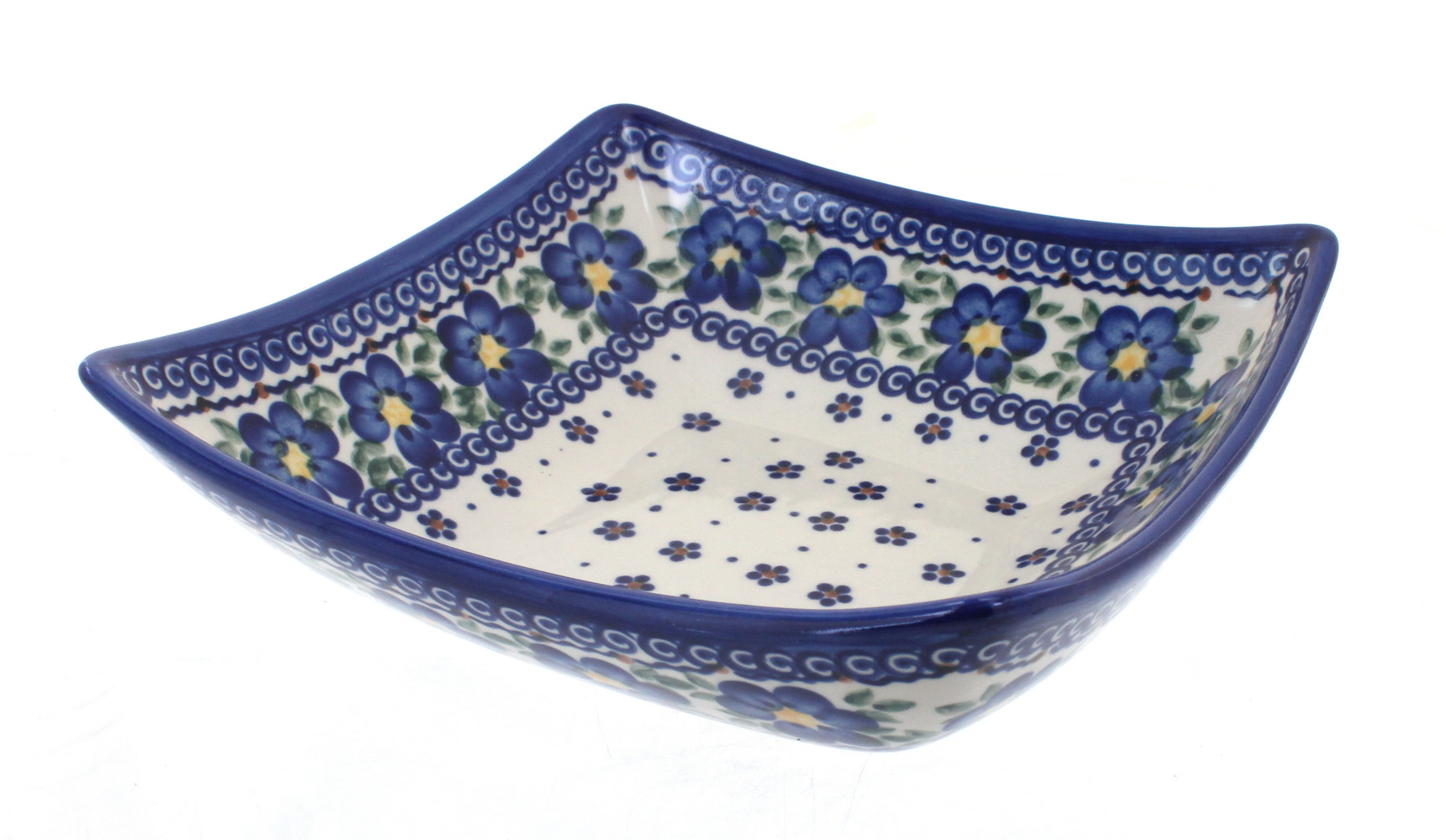 Blue Rose Polish Pottery | Spring Blossom Square Serving Dish