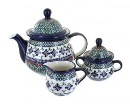 Mosaic Flower Three Piece Tea Set