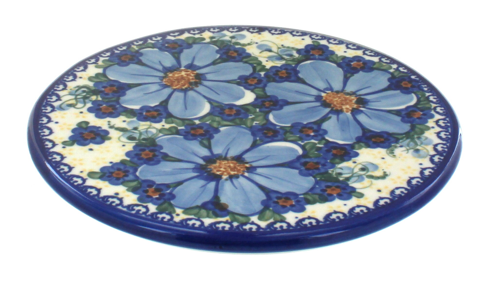 Blue Rose Polish Pottery | Daisy Surprise Trivet