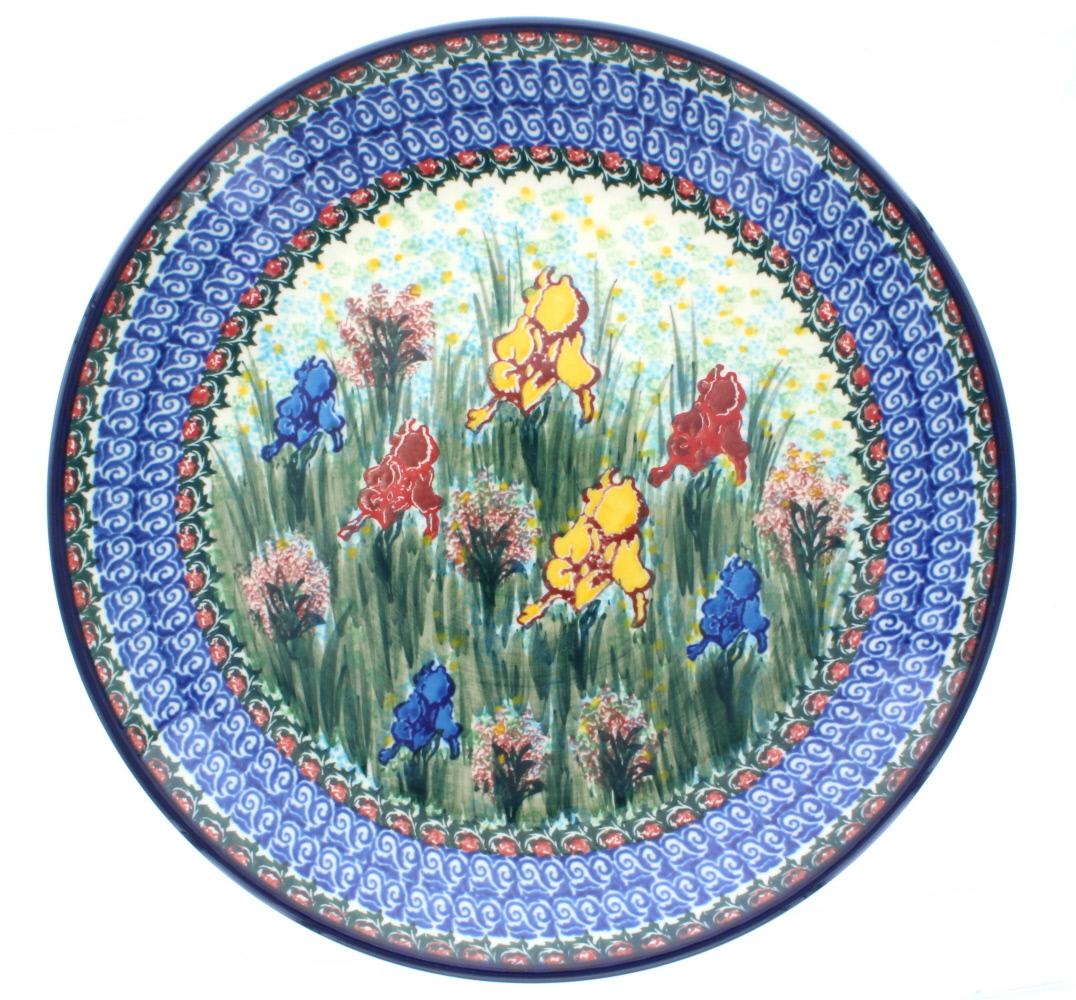 Blue Rose Polish Pottery | Gladiolus Dinner Plate