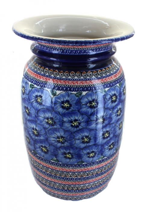 Blue Rose Polish Pottery Blue Art Tall Floor Vase