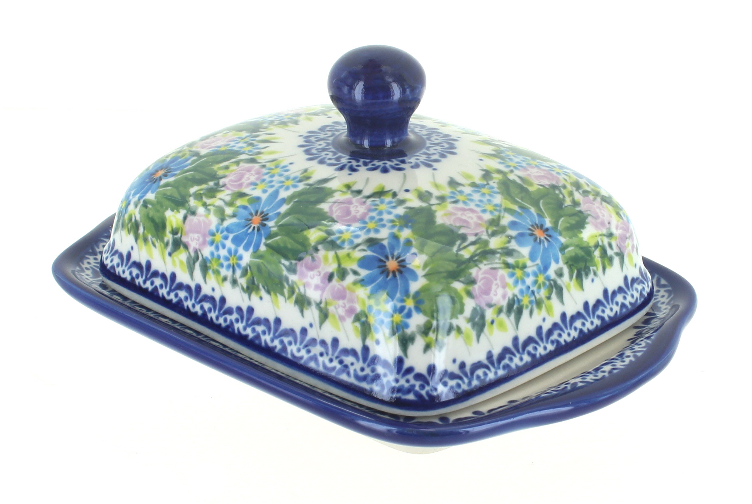 Blue Rose Polish Pottery | Lavender Meadow Butter Dish