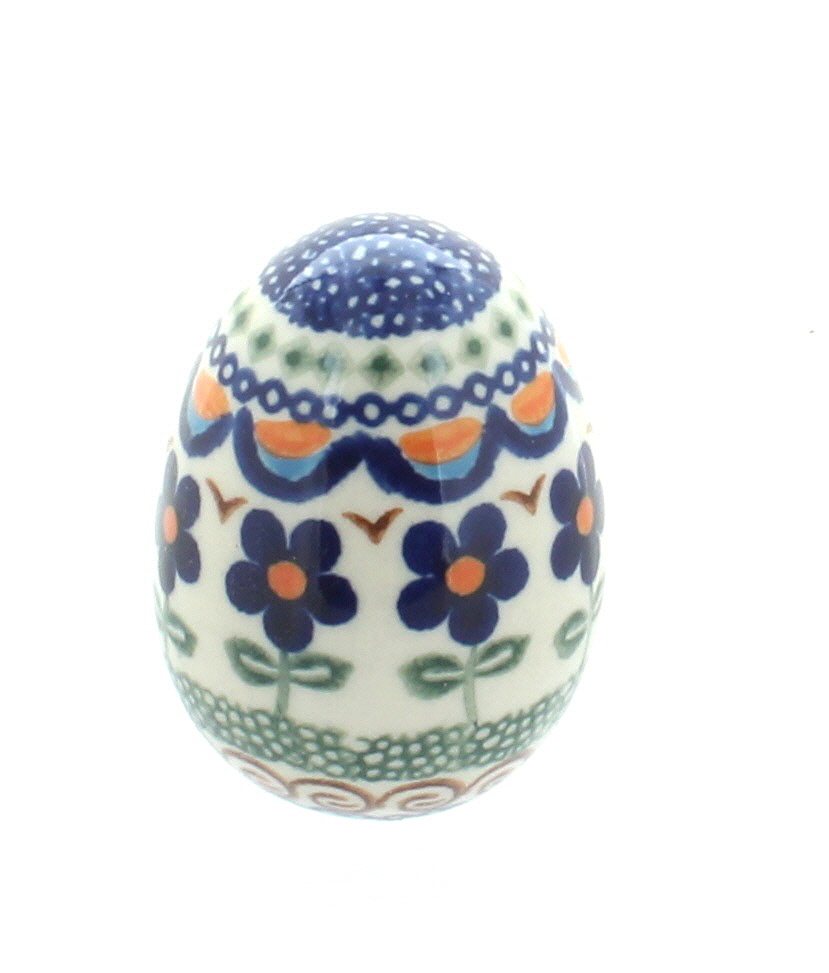 Blue Rose Polish Pottery | Aztec Flower Small Decorated Egg