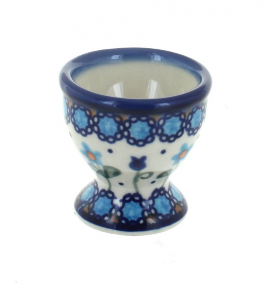 Ceramic White and Blue Single Egg Cup