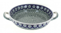 Peacock Swirl Small Round Casserole with Handles