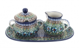 Mardi Gras Small Cream & Sugar Set with Tray