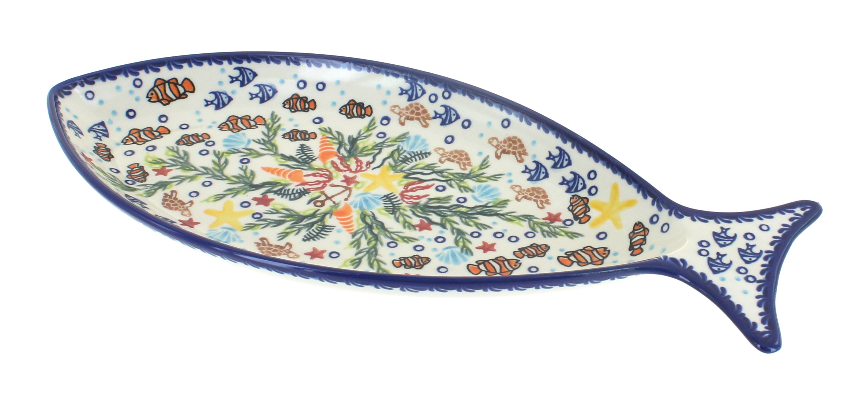 Blue Rose Polish Pottery | Atlantis Fish Dish