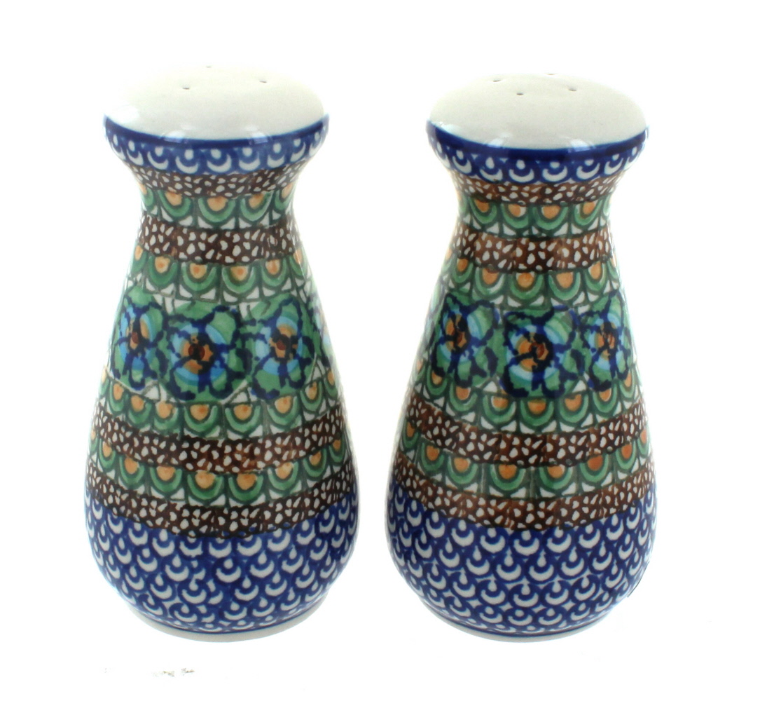 Blue Rose Polish Pottery | Mardi Gras Large Salt & Pepper Shakers