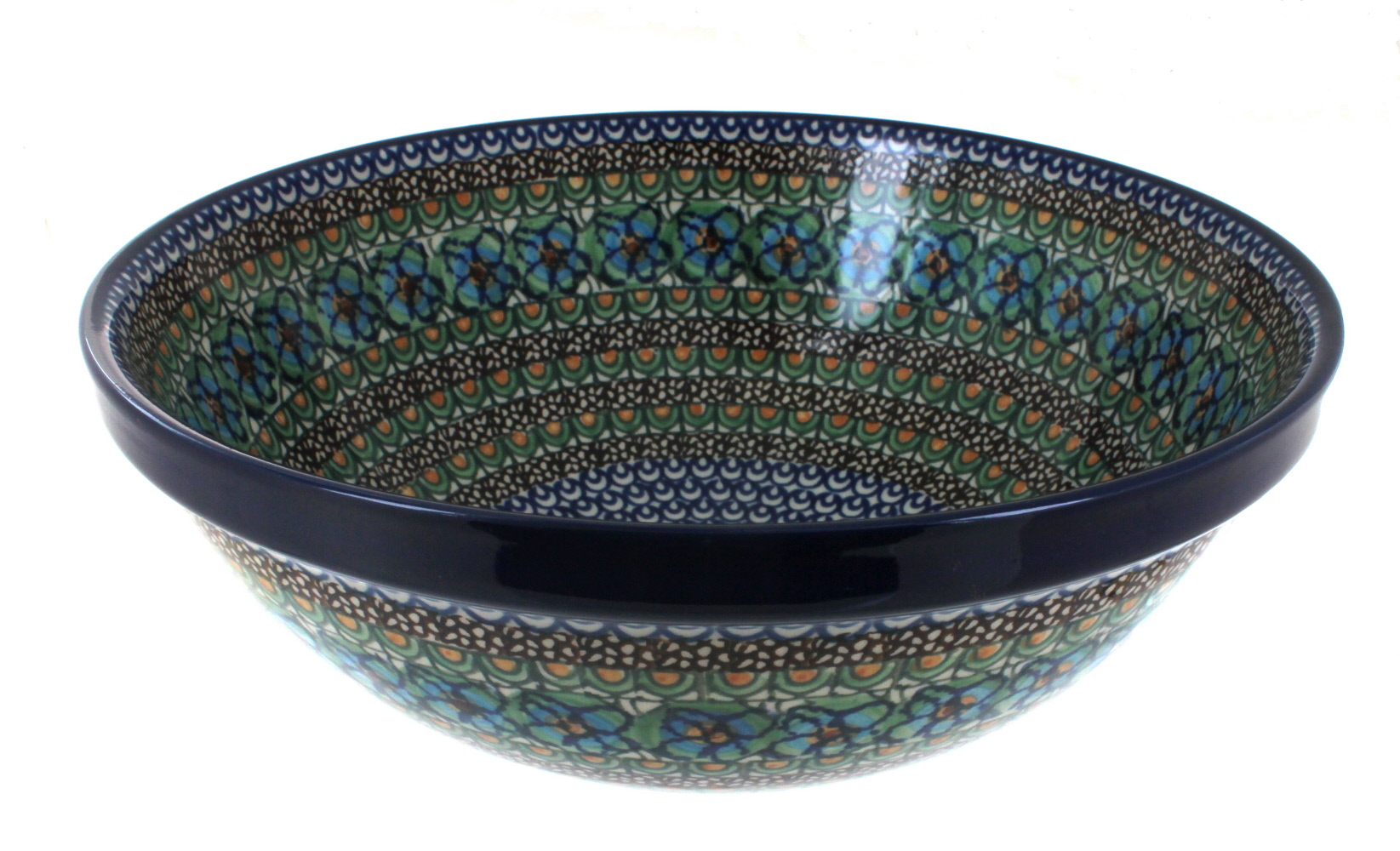 Blue Rose Polish Pottery | Mardi Gras Large Serving Bowl