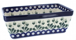 Polish Pottery Loaf Pan 8 8 Blue Wildflower Meadow Theme UNIKAT —  PolishPotteryOnline