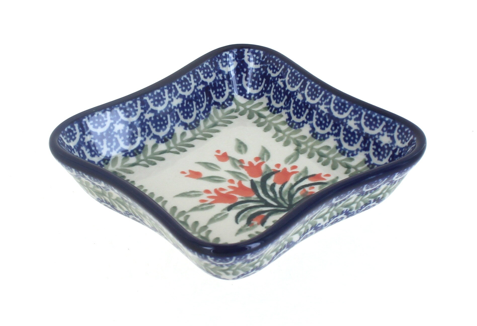 Blue Rose Polish Pottery | Spring Tulip Small Square Dish