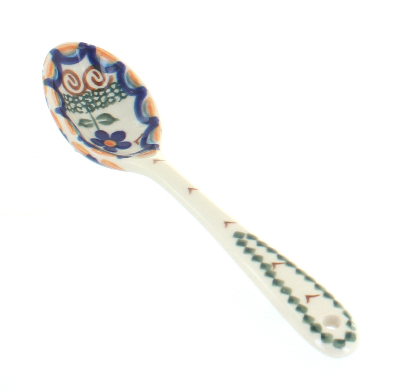 Blue Rose Polish Pottery | Aztec Flower Soup Spoon