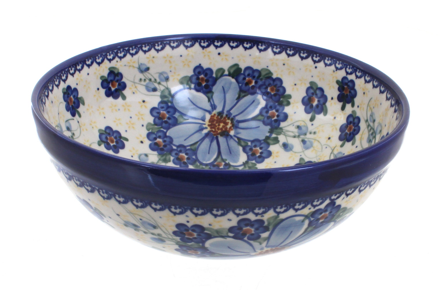 Blue Rose Polish Pottery | Daisy Surprise Small Serving Bowl