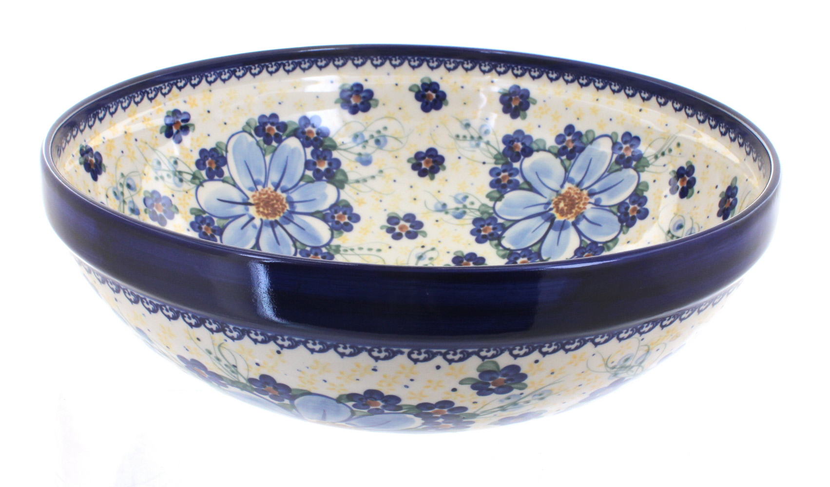 Blue Rose Polish Pottery | Daisy Surprise Large Serving Bowl