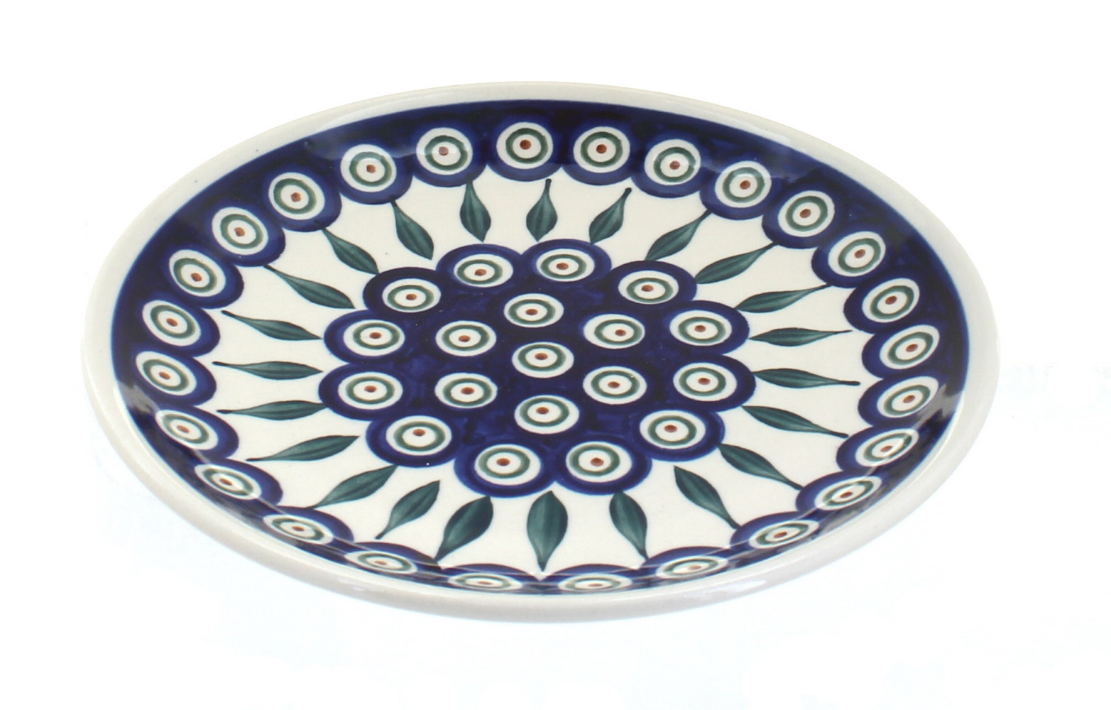 Blue Rose Polish Pottery | Peacock Dessert Plate