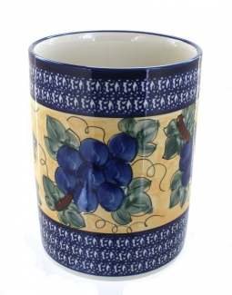 Grapes Utensil Jar with Cobalt Trim